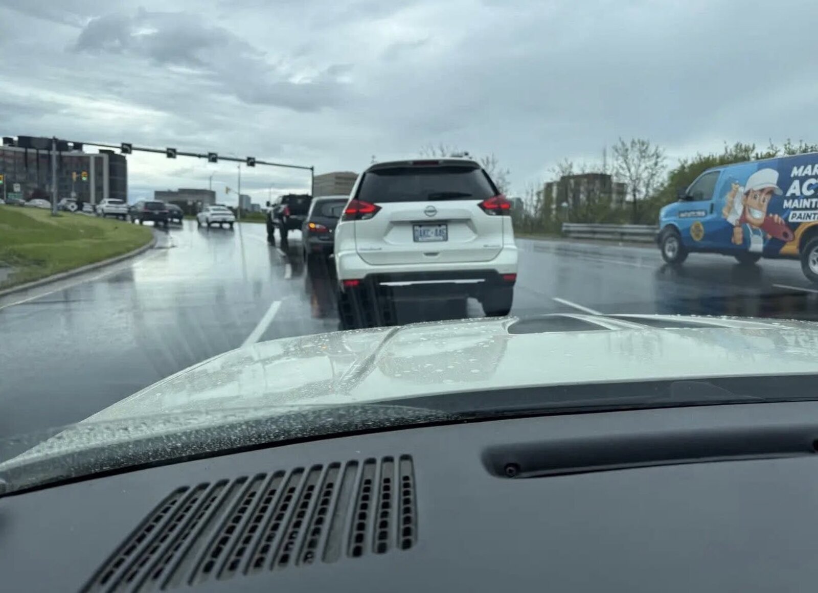 Driving Jenny in the pouring rain — tap to enlarge