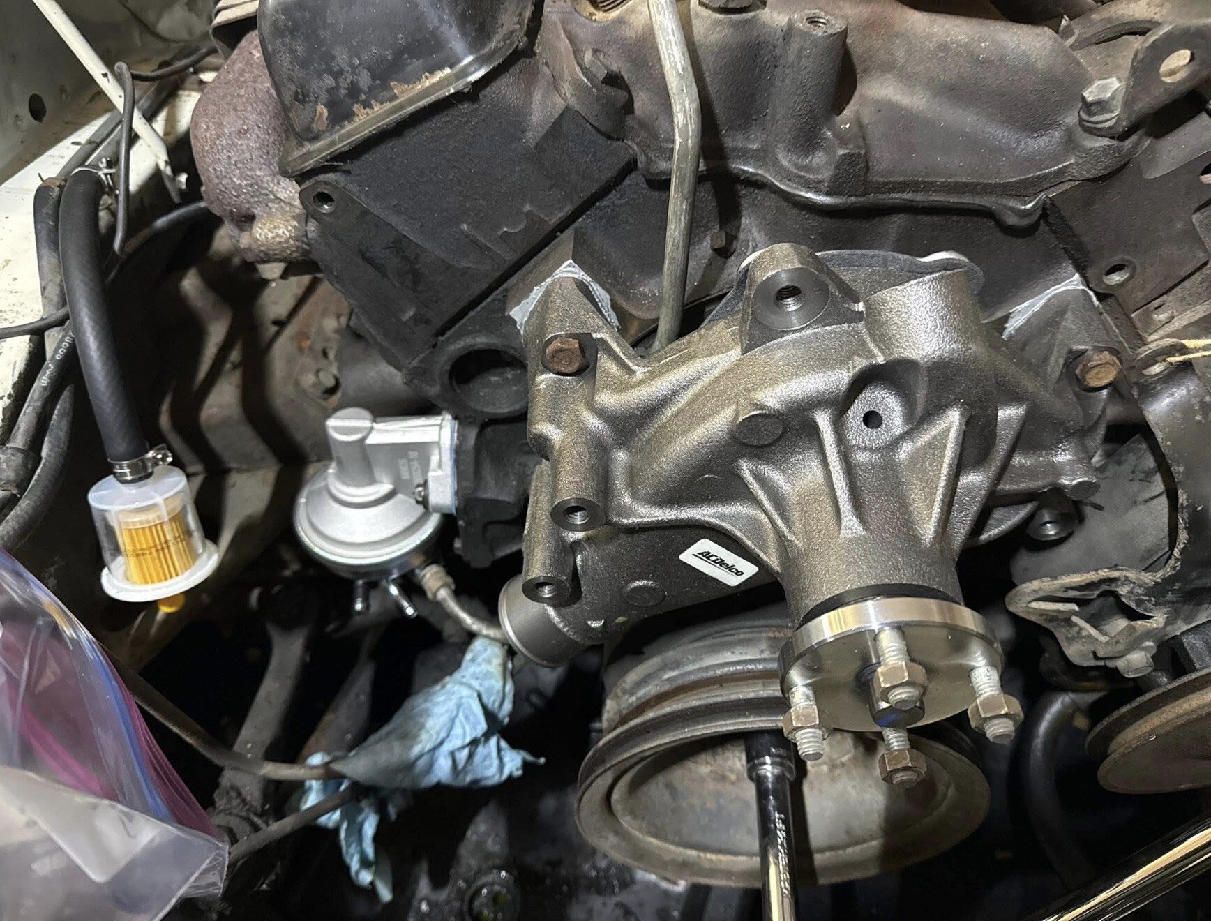 New water pump and fuel pump on Jenny — tap to enlarge